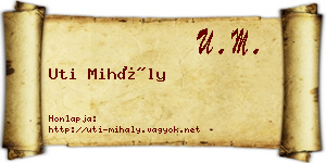 Uti Mihály névjegykártya